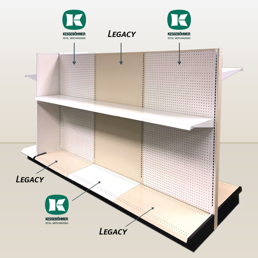 KRM gondola fits with legacy gondola fixtures